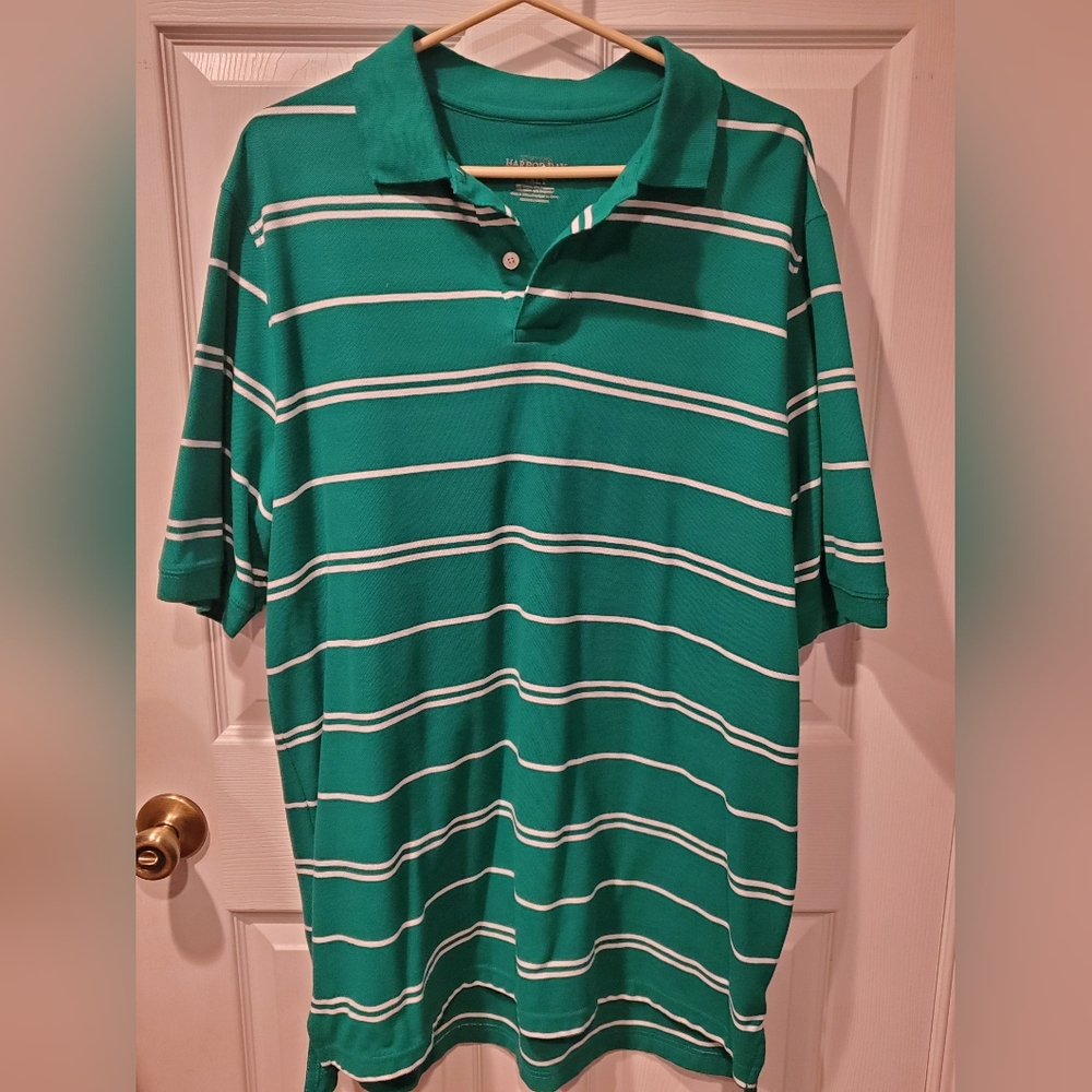 Harbor Bay Men's short sleeve striped polo.